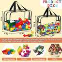 6 Packs Large Toy Storage Bags with Labels, Reusable Clear PVC Board Game Storage, Travel Waterproof Organizer Bags with Zipper for Building Blocks, Puzzle, Kids Books(3 large & 3 Extra Large)