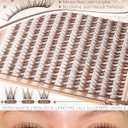 Brown Lash Clusters Kit 8-12MM Natural Cluster Eyelash Extensions Kit Wispy Cluster Lashes Dark Brown Individual Lashes C Curve Eyelash Clusters Short 144Pcs Pestaas Postizas Marrn
