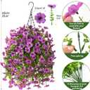 INQCMY Artificial Hanging Flowers with Basket for Spring Outdoor Decoration 3 Bunches of Silk Daisy Flower Uv Resistant for Garden Porch Patio Balcony Yard Decor (Purple2)