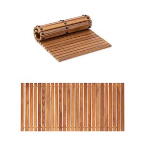 StrongTek Teak Bath Mat, Roll-Up, 35.4 x 19 in, Pre-Oiled, Non-Slip Pads