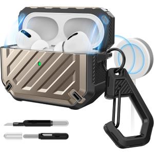 SUPCASE for AirPods Pro 2nd/1st Generation Case with Clean Pen & Carabiner (Unicorn Beetle Mag), [Military-Grade Protection] [Compatible with MagSafe] Anti-Scratch Hard Shell Magnetic Cover, Desert
