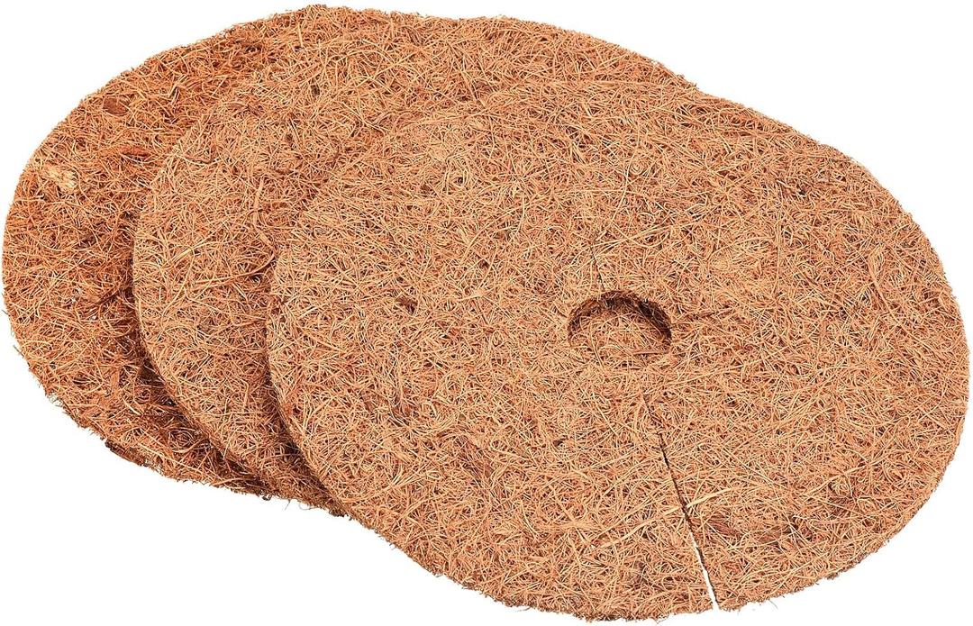 PATIKIL Coconut Fiber Mulch Ring Mat 8 Inch, 3 Pack Thick Coco Coir Tree Protector Root Soil Cover for Indoor Outdoor Potted Plants