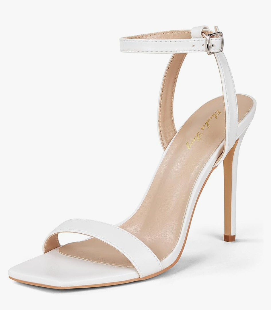 Elisabet Tang Women's Stiletto Heels Ankle Strap Open Square Toe Heeled Sandals Sexy Comfort Strappy Dress High Heel Shoes Lace Up Wedding Party Sandals Shoes
 7