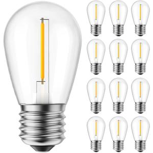Moonflor S14 LED Light Bulbs 15 Pack 1W (Equivalent to 11 W) Shatterproof Replacement Bulbs with E26 Medium Base, Warm LED Bulbs for Outdoor Patio Garden Vintage String Lights