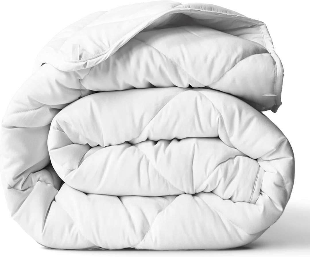 ViscoSoft Twin/Twin XL Microfiber All Seasons Down Alternative Quilted Comforter - Cooling Breathable Premium Soft Reversible Microfiber Duvet Blanket, White