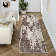Modern Abstract Medium Pile Area Rug Brown , Size: 96×38 