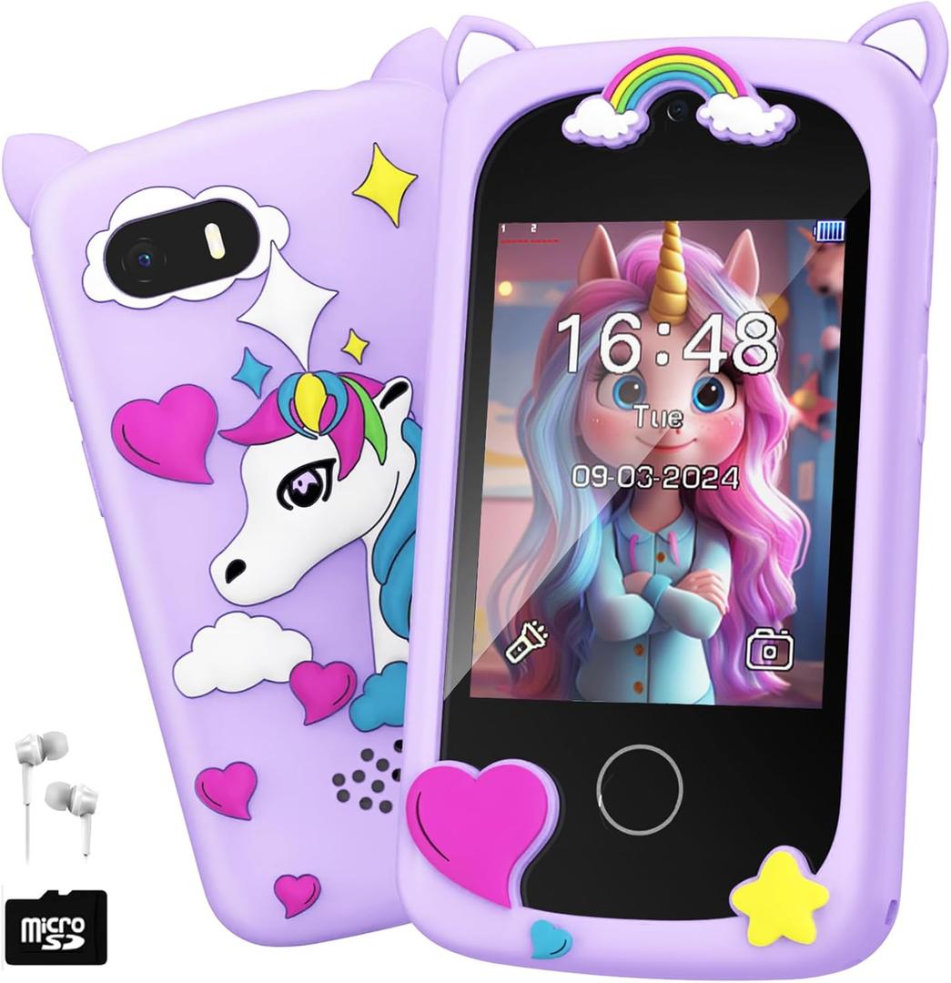 Kids Smart Phone Toy for Girls - Girl Toys Age 6-7 Year Old Real Cell Phones for Kid 6 7 8 9 10 11 12 - Kids Birthday Gift 3-5 4-6 5-7 6-8 7-12 8-12 Montessori Toys (Purple)