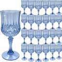 Blue Plastic Wine GlassesBlue Plastic Goblets for PartiesBlue Drinking Glasses for Wedding Reception, Grand Event Party Supplies (24, Blue) (Blue)