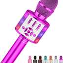 Amazmic Kids Karaoke Microphone Machine Toy Bluetooth Microphone Portable Wireless Karaoke Machine Handheld with LED Lights, Gift for Children Adults Birthday Party, Home KTV(Purple)