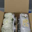 6 Sets Baptism Table Centerpiece Mason Jar First Communion Table Decoration with Flower Artificial Peony and Baby's Breath Flowers with Wooden Cross and Card for Baptism Baby Shower Wedding