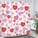 Homewelle Valentines Shower Curtain Pink Red Heart Valentines Love Theme Holiday Modern Cute Romantic Romance 72Wx72H Inch Couple Lovers Anniversary Waterproof Polyester Fabric Bathroom Bathtub