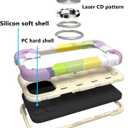 Omio Compatible with iPhone 12 Pro Max Case with Ring Stand, Heavy Duty Case for Women Men Military Grade Shockproof Phone Case with Magnetic Car Mount for iPhone 12 Pro Max 6.7 Inch, Rainbow Beige