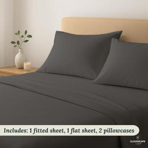 100% Egyptian Cotton Full Size Bed Sheet Set - Charcoal Grey 1000 Thread Cotton Bed Sheet | Luxury 4 Piece Full Set, Pillowcase, Breathable Long Staple Bedding Weave Mattress Deep Pockets Fits Upto 17