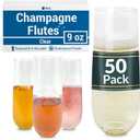 Reli. Champagne Flutes Plastic (50 Pack, 9oz) Clear, Stemless | Disposable Mimosa Glasses for Champagne, Mimosa, Cocktail, Wedding/Parties | BPA-Free Plastic Champagne Flutes, Shatterproof Cups