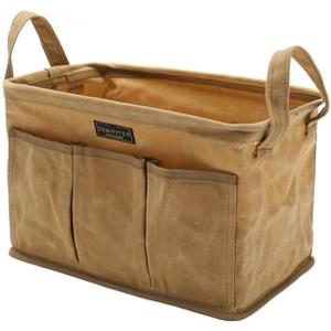 Tool Pouch, Heavy Duty 16oz Waxed Canvas Tool Bag, Rectangle Foldable Open Top Tool Bags with Handles, 7 Pockets | 13.8 x 7.8 x 7.8 Inches