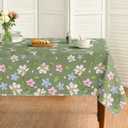 Horaldaily Spring Tablecloth 60×104 Inch Rectangular, Elegant Turquoise‌ Magnolia Flower Washable Seasonal Table Cover for Party Picnic Dinner Decor
