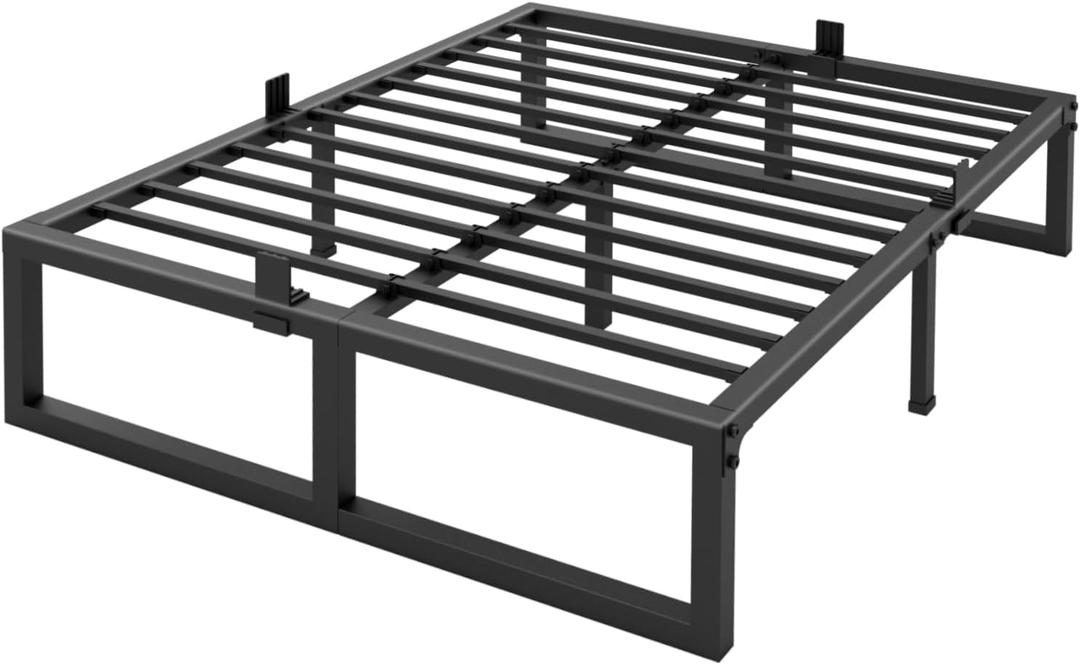 14 Inch Queen Bed Frame,3500 lbs Heavy Duty Metal Platform, Steel Slats Support/No Box Spring Needed/Noise Free/Non-Slip/Easy Assembly (Queen)