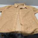 Runcati Mens Button Down Shirt Knit Crochet Hollow Out Short Sleeve Sweater Casual Summer Tops Medium