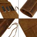 ELIZO Leather Knife Roll Bag Professional Chef Knife Case, Durable Knife Sheath Holder, Cooks & Culinary Tools Carrying Storage, Portable Knife Wrap - 4 Slots