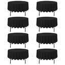 PLOYMONO 8 Pack Black Tablecloths for 70 inches Round Table, Reusable and Washable Bulk Linen Table Clothes, Polyester Fabric Table Covers for Buffet Banquet Party Wedding Restaurant