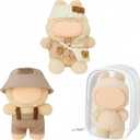 Soulchen 3 Pcs 17cm Clothes Set(No Doll) Hat & Overalls Set Knitted Clear Protective Case for Doll Exquisite Accessories