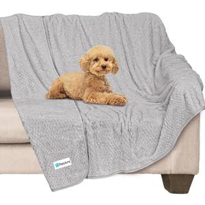 PetAmi Waterproof Dog Blanket, Leakproof Puppy Blanket for Medium Large Dogs, Furniture Sofa Couch Cover Protector, Fleece Pet Throw Indoor Cat Kitten, Reversible Washable Soft Plush, 40x60 Light Gray