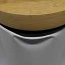 Small Bathroom Trash Can with Natural Bamboo Lid Soft Close3 Liter / 0.8 GallonStainless Steel Garbage Can with Removable Inner Bucket and Step Pedal White