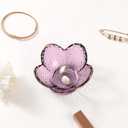 Gifts for Women Purple Flower Jewelry Dish Glass Ring Holder Decorative Jewelry Tray Cute Vanity Room Decor Aesthetic Nightstand Bathroom Decor Trinket Dish Friendship Birthday Christmas Gifts (2pcs)