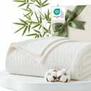 Bedsure Cooling Blanket of Rayon Derived from Bamboo - Lightweight Breathable Cotton Summer Blankets Queen Size for Hot Sleepers, Luxury Throws for Bed, Couch and Sofa, White, 90x90 Inches