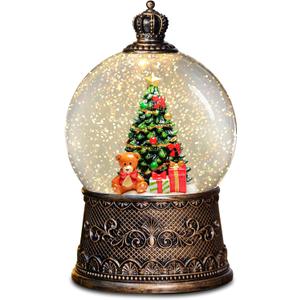 Christmas Snow Globes Lantern with Music, Christmas Tree Snow Globes with Swirling Glitter Effects, USB/Battery Powered with 6-Hour Timer, Holiday Decorations Indoor