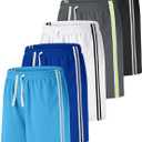 Resinta 5 Pack Boys Shorts Boys Basketball Athletic Shorts Kids Active Gym Soccer Sports Shorts Mesh Quick Dry Elastic Waist 8-10Y