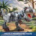 Dual Dinosaur Building Sets - Indominus Rex & Mosasaurus Dinosaur Toys with Poseable Joints, STEM Educational Toys for Kids Ages 6-12, Creative Birthday Gifts for Boys and Girls