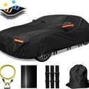 30 Layers Car Cover for Automobiles All Weather Waterproof, Outdoor Snowproof UV Protection Windproof, Door Zipper, Soft Cotton, Heavy Duty Universal Car Covers, (Black, Fit Sedans 171"-180")