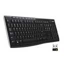 Logitech K270 Wireless Keyboard for Windows, 2.4 GHz Wireless, Full-Size, Number Pad, 8 Multimedia Keys,, Compatible with PC, Laptop, Black