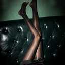 MANZI 2 Pairs Women's Shiny Sheer Tights High Waist Silk Comfort Stockings Oil Shimmery Nylons Pantyhose (Black and Natural)