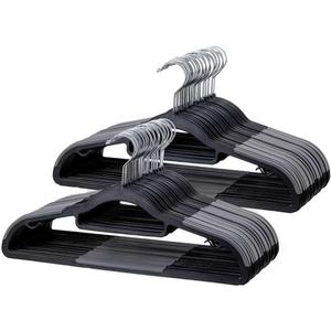 50 Pack Coat Hangers, Space-Saving, Non-Slip, Sturdy Heavy Duty Hangers for Suit, 0.2 Inches Slim Plastic Clothes Hangers, 360 Swivel Hook for Suit/Clothes, Black and Dark Gray
