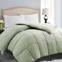 EASELAND King Size Down Alternative Comforter - Quilted Duvet Insert for All Seasons, Soft Lightweight with Corner Tabs, Summer Winter Warm Bedding, Sage Green 90x102 Inches