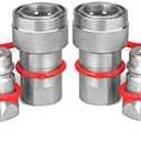 1/2" Ag Hydraulic Quick Connect Tractor Couplers with Dust Caps,Poppet Pioneer Style ISO 5675 Hydraulic Quick Coupler 1/2" NPT Thread & ISO 5675 Body