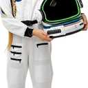 Astronaut Costume for Kids with Helmet, Halloween Costumes for kids Nasa Astronaut Helmet Suit with Movable Visor (X-Large (Ages 1012), White)