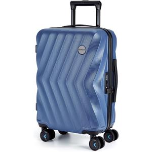 BAGSMART Carry On Luggage 22x14x9 Airline Approved,PC Hardside Suitcase,20 Inch Luggage with Spinner Wheels, Lightweight Travel Suitcases for Men Women,Navy Blue, Single