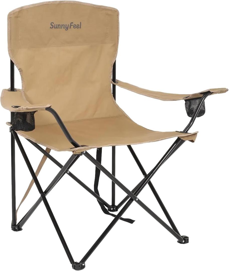 SUNNYFEEL Portable Camping Chair 300LBS for Adults with Carry Bag, Brown, 37.40" W x 22.64" D x 38.19" H