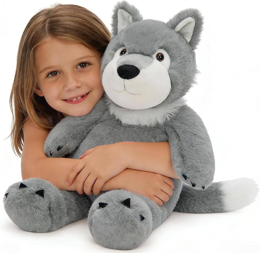 MaoGoLan 22 inch Big Stuffed Wolf Large Plush Wolf Coyote Toy Fluffy Stuffed Animal Big Bad Wolves for Kids Girls Boys Party Favors Christmas Valentine's Day Easter Birthday