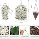 Hoppwodd Artificial Flower for Outdoors 4pcs Fake Lily Hanging Flower Baskets for Outside UV Resistant Silk Faux Long Trailing Vines for Garden Porch Patio, White