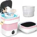 Portable Washing Machine - 16L Mini Foldable Washer with Spin Basket, 3 Cleaning Modes & Deep Cleaning for Small Clothes, Collapsible Laundry for Apartment, Home, Hotel and Travel (Pink)
