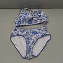 HOZIY Bikini Sets for Teens Size 10-12 Blue Floral Teen Tie Back Bathing Suit Swimsuits Tween Adjustable Straps Swim Suit 2 Piece Kids Swimwear