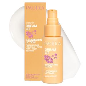 Pacifica Dreamlit Illuminating Facial Lotion  Vitamin C & Niacinamide Brightening Moisturizer for Radiant Glow - Natural Dewy Finish Hydrates & Minimizes Pores - Lightweight Daily Face Cream, Vegan (1.7 Fl Oz (Pack of 1))
