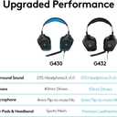 Logitech G432 Wired Gaming Headset, 7.1 Surround Sound, DTS Headphone:X 2.0, Flip-to-Mute Mic, PC (Leatherette) Black/Blue