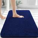 OLANLY Bathroom Rugs 30x20, Extra Soft Absorbent Chenille Bath Rugs, Rubber Backing Quick Dry, Machine Washable Bath Mats for Bathroom Floor, Tub and Shower, Home Decor Accessories, Navy