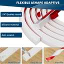 Flexible Quarter Round Molding Trim, Peel and Stick Silicone Rubber Edge Trim for Floor, Tub, Cabinet, Shoe Molding Around Curved Stairs, Columns & Wall Edges - 236 L x 0.6 W x 0.6 H