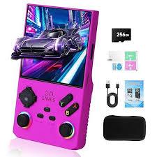 GWALSNTH V40 MAX Retro Handheld Game Console, 40000 Games Preloaded 256G TF Card, Builtin 49+ Emulators, 4.0 Inch 4K HD IPS Screen, 4000mAh Battery, Portable Pocket Video Game Console (Purple Color)